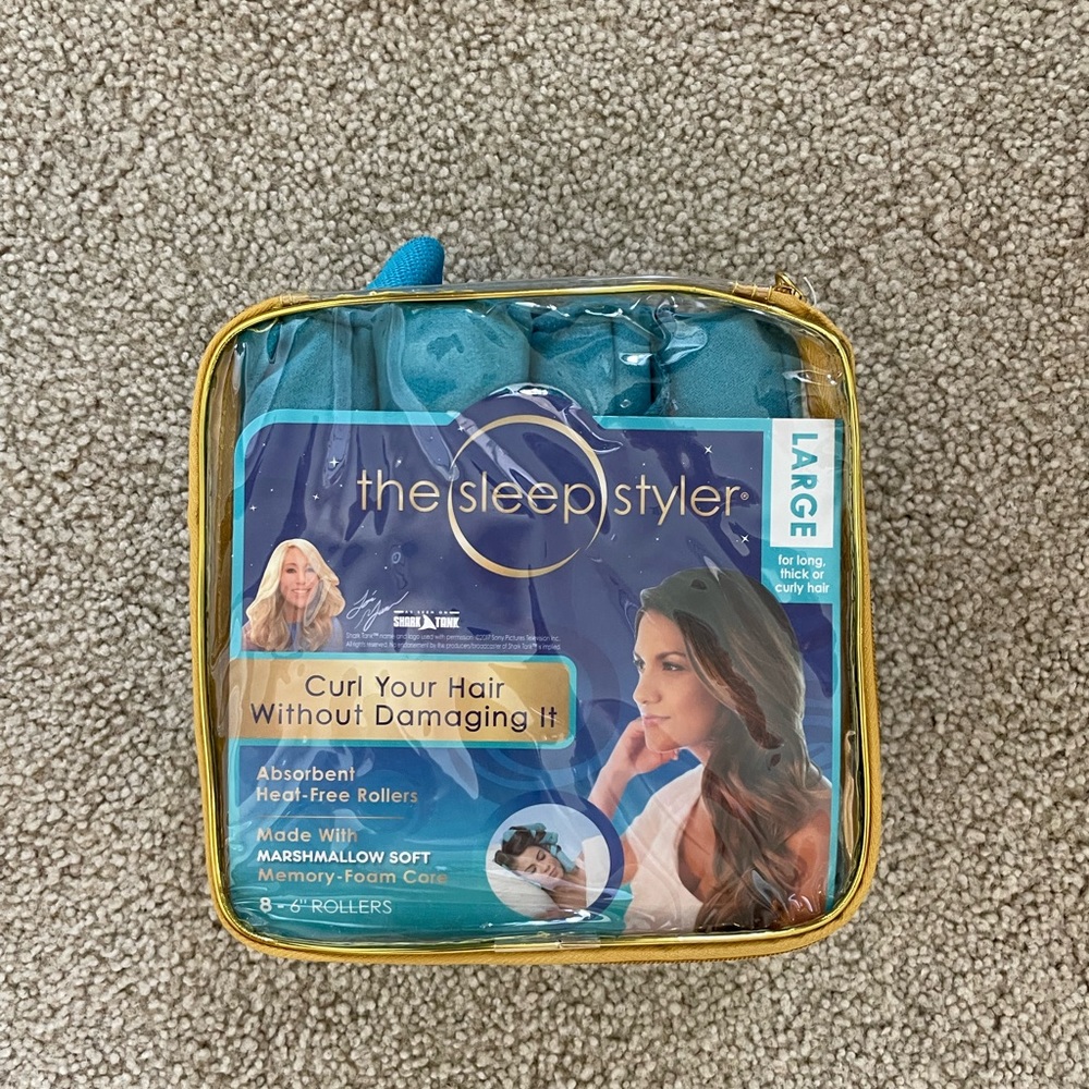 The Sleep Styler Heatless Overnight Memory Foam Hair Curlers Blue Like New